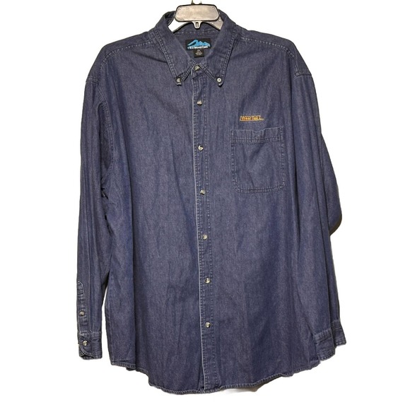 Tri-Mountain Shirt Denim Adult Size XXXL Long Sleeve Button Down Wear Tec Inc - Picture 1 of 4